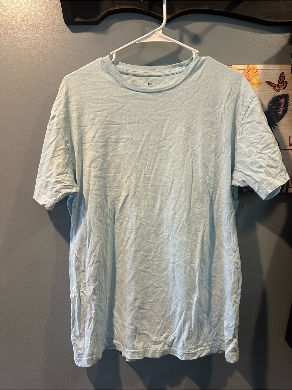 GAP Men's Pale Blue Crew Neck Short Sleeve Tee